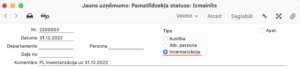 jauns ieraksts ar Tipu Atbildīga persona