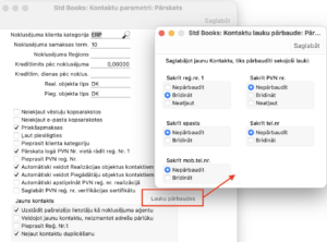 kontaktu lauku pārbaude