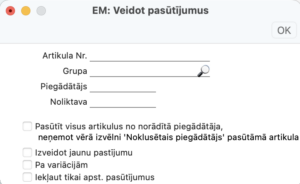 veidot pasūtījumus