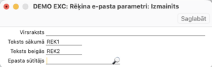 Rēķina e-pasta parametru iestatījums Realizācijas modulī Excellent Books