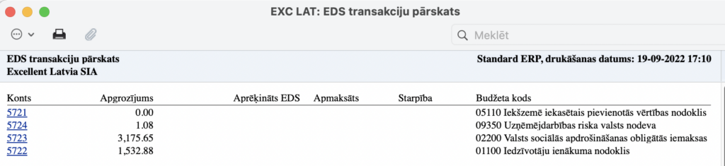 aprēķināti un iegrāmatoti algas nodokli sistēmā