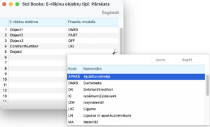 e-rēķinu objektu tipi