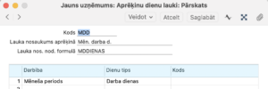 Aprēķinu dienu lauki