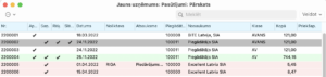 dažādas krāsas Pasūtījumu pārskata logā