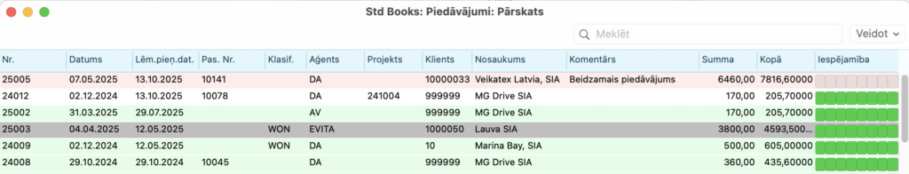 krāsas piedāvājumos