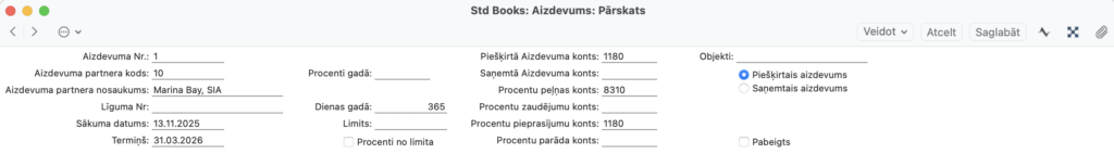 aizdevums galvene