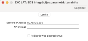 EDS integrācijas parametri