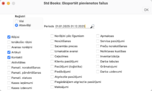 eksportēt pievienotos failus