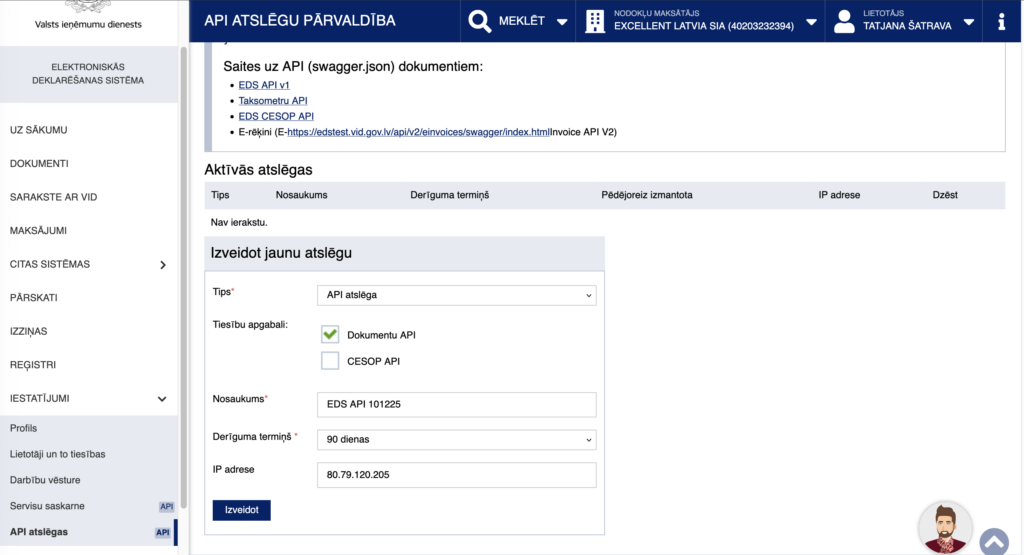 izveidot jaunu atslēgu