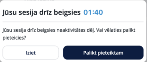 jūsu sesija drīz beigsies
