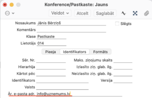 ārējā e-pasta adrese