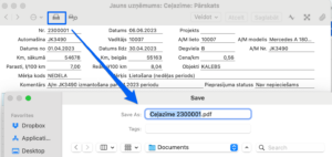 ceļazīmes saglabāšana