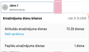 atvaļinājuma atlikumu