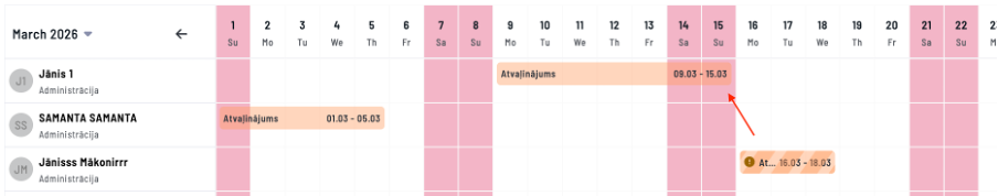 ieraksts ir izveidots no Plānotās prombūtnes