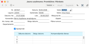 Prombūtnes ieraksts ar norādītu veidu BERNK