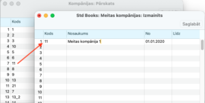 Excellent Books konsolidācijas iestatījumi — meitas kompānija sarakstā