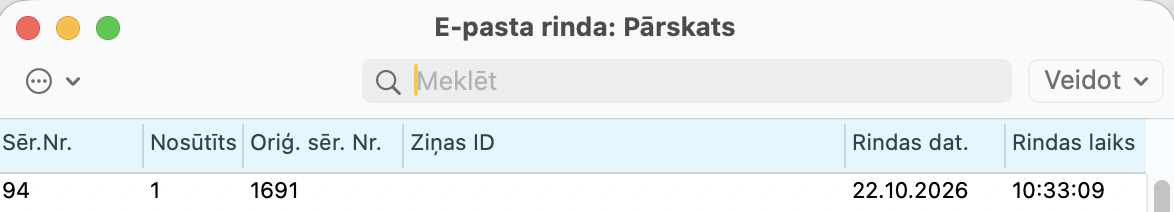 E-pasta rinda ar caur Microsoft 365 nosūtītu e-pastu